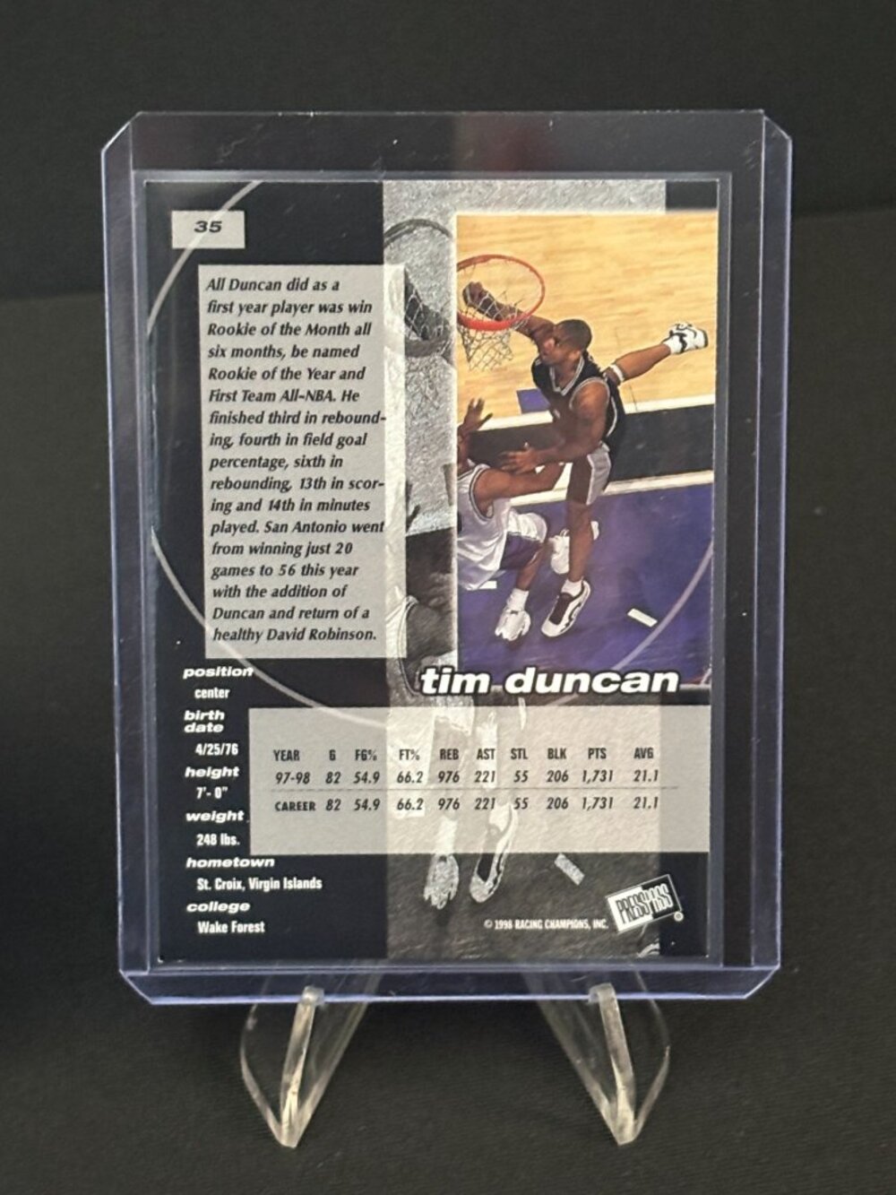 San Antonio Spurs Tim Duncan NBA Basketball Card Fleer Topps Double Threat Set 3 - Picture 8 of 8
